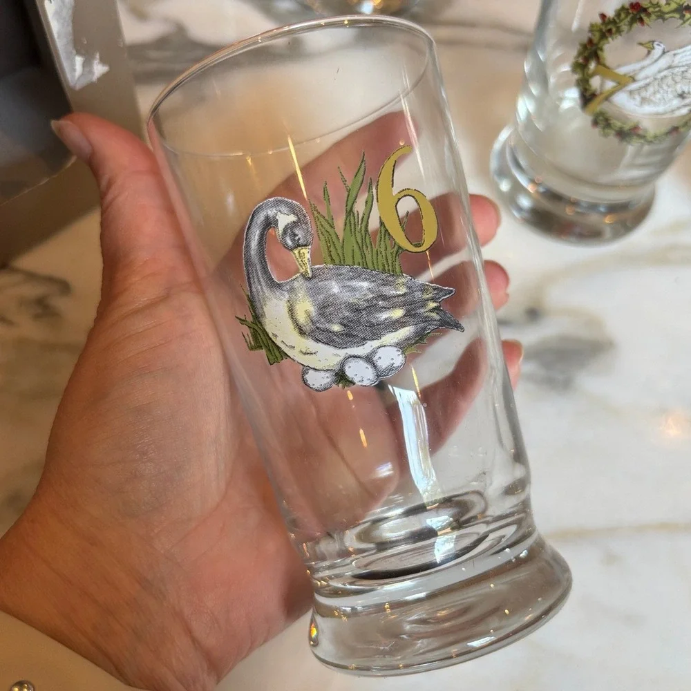 Pottery Barn 12 Days of Christmas Glassware Set of 12 Tumblers Holiday Barware